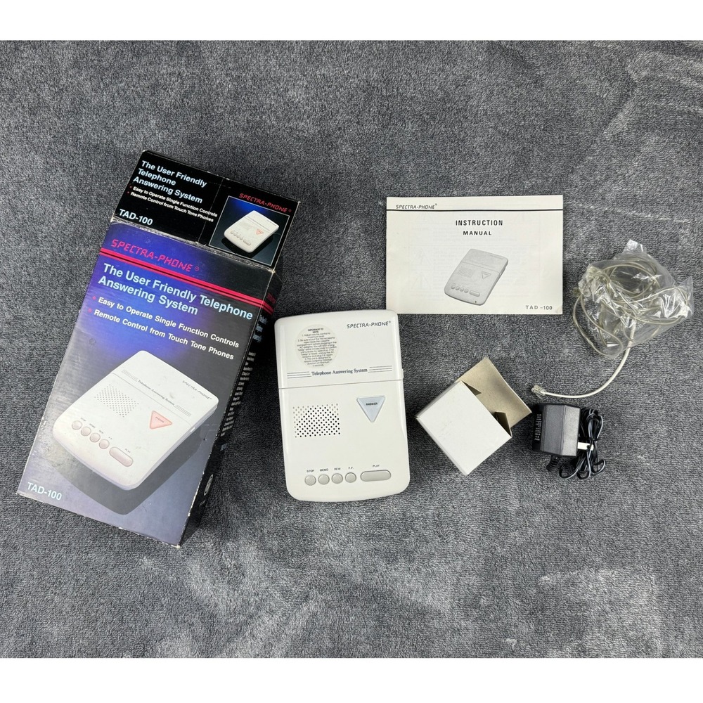 Spectra-Phone TAD-100 Micro Cassette Telephone Answering System Vintage White‎